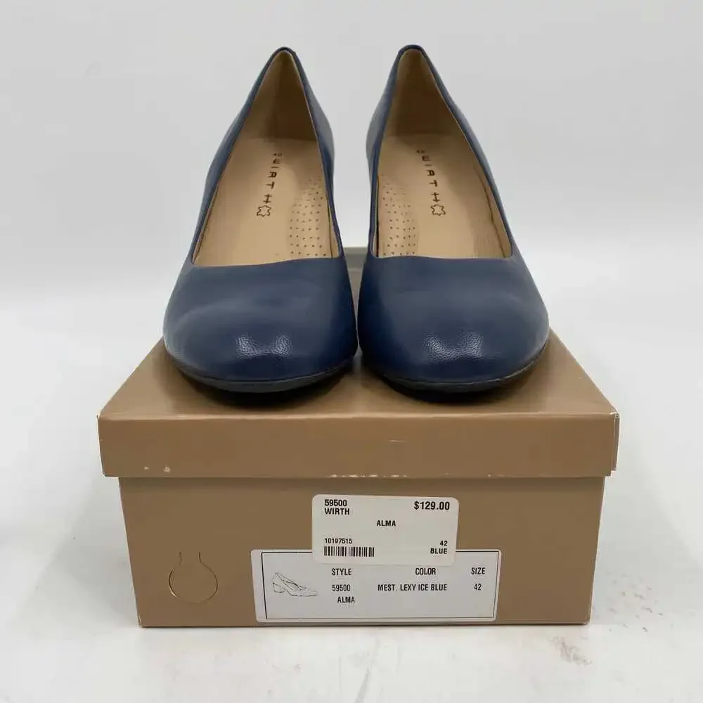 Wirth Blue Leather Block Heel Pumps | EU 42 (US 11)
